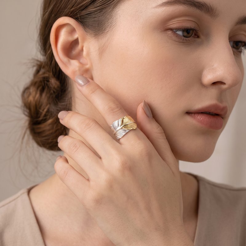 Feather Gold TIP Ring【Silver925】
