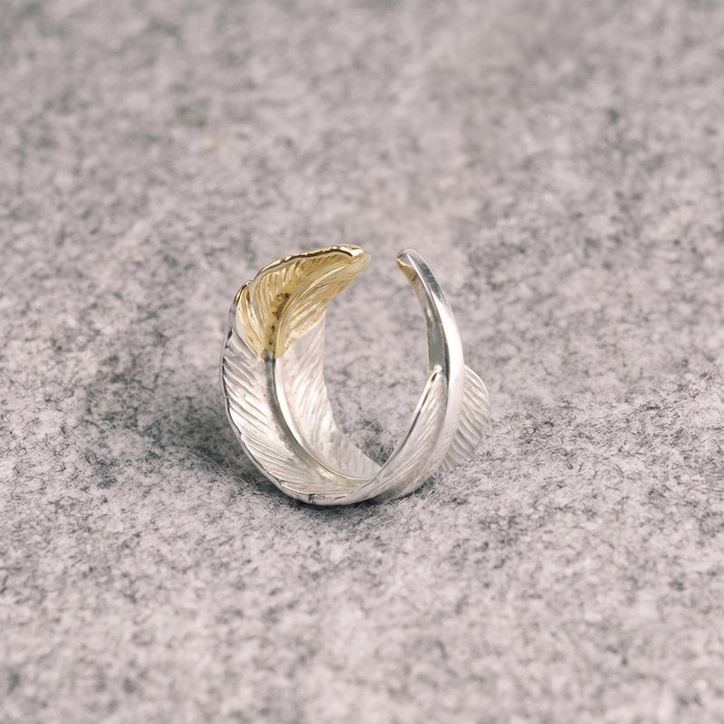 Feather Gold TIP Ring【Silver925】