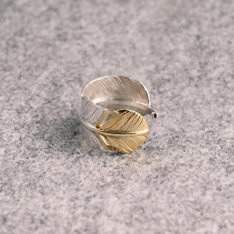 Feather Gold TIP Ring【Silver925】