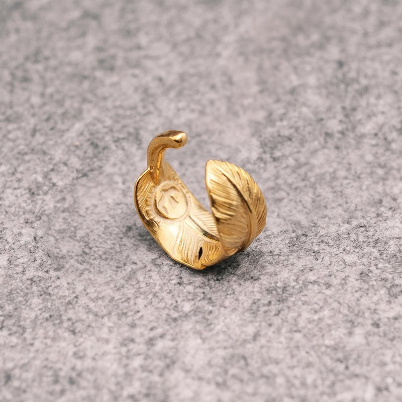 Feather Gold Ring【Silver925】