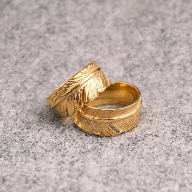 Feather Gold Ring【Silver925】