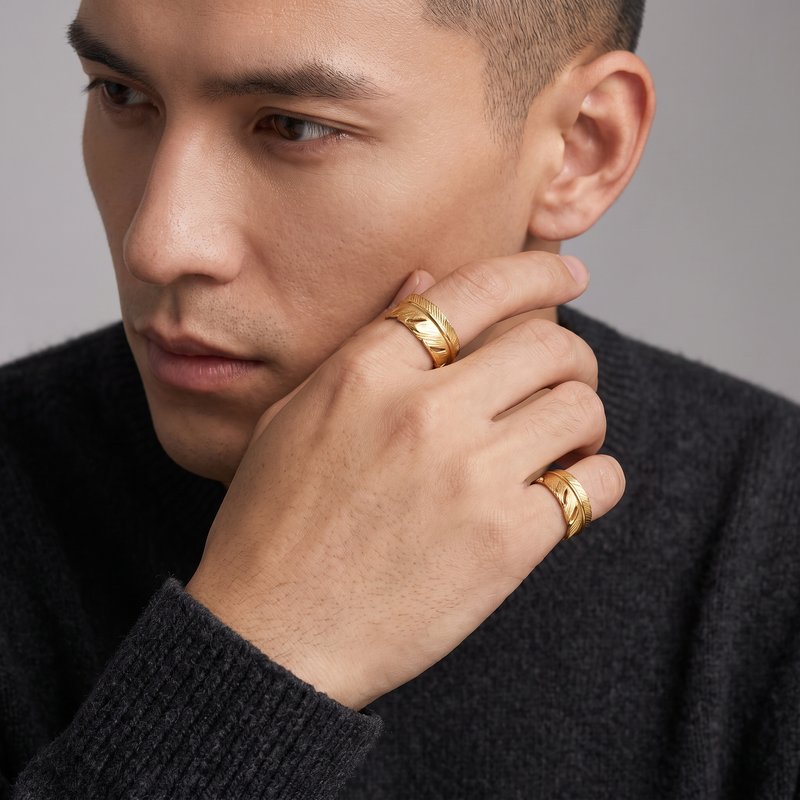 Feather Gold Ring【Silver925】