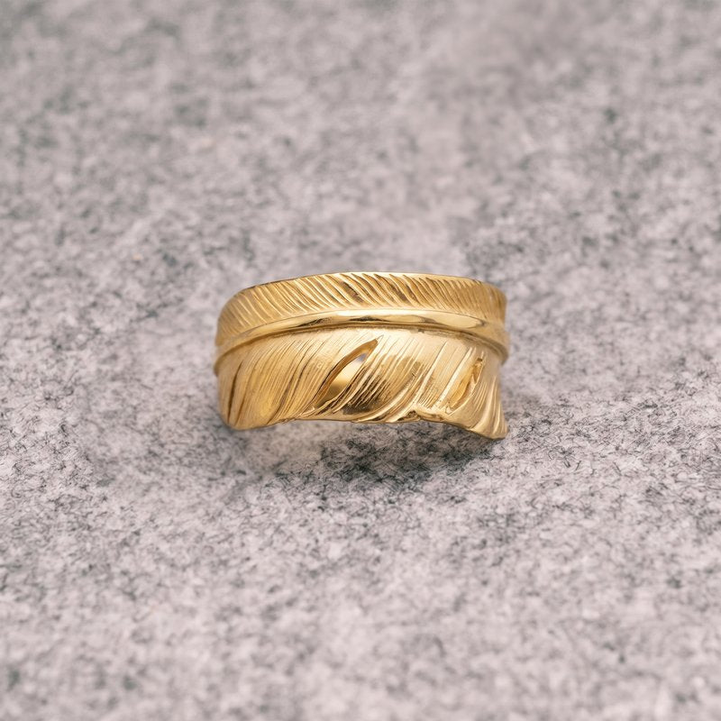 Feather Gold Ring【Silver925】