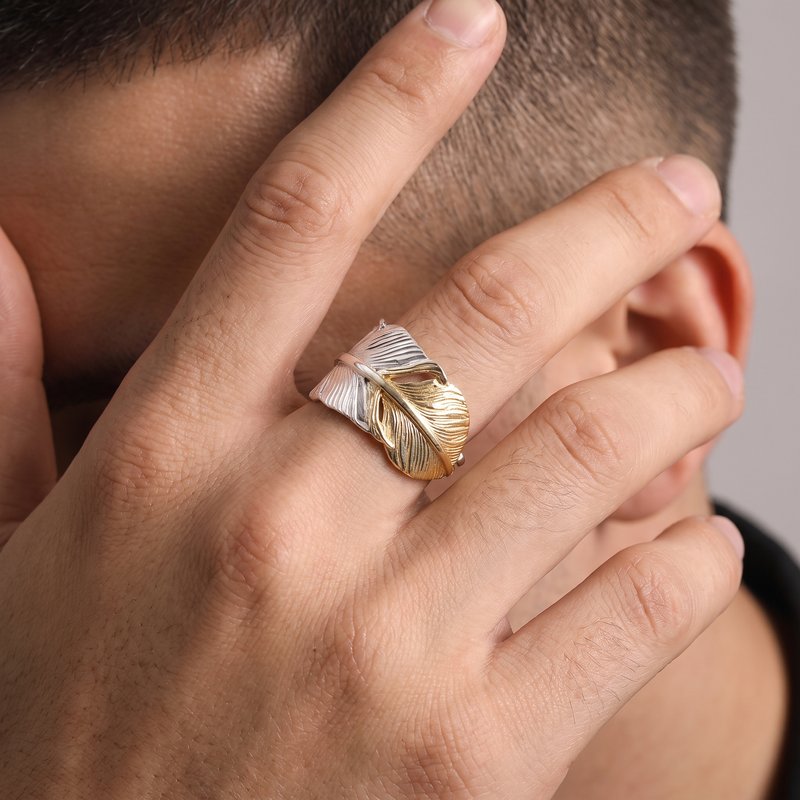 Feather Gold TIP Ring【Silver925】